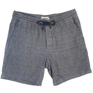 Taylor Stitch Navy Linen Cotton Drawstring Shorts Men Sz M Casual Summer Natural